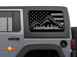Jeep Wrangler Rubicon Hardtop USA-Flagge Berge Wald Windschutzscheiben-Aufkleber JKU JLU 2007-2019 oder Tacoma 4Runner Tundra Subaru Charger Challenger - 9
