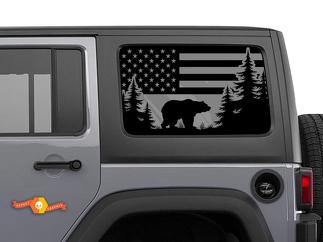 Jeep Wrangler Rubicon Hardtop USA Flag Bear Forest Windschutzscheibenaufkleber JKU JLU 2007-2019 oder Tacoma 4Runner Tundra Subaru Charger Challenger - 12
