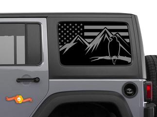 Jeep Wrangler Rubicon Hardtop USA-Flagge Eagle Mountains Windschutzscheiben-Aufkleber JKU JLU 2007-2019 oder Tacoma 4Runner Tundra Subaru Charger Challenger - 16
