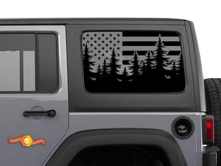 Jeep Wrangler Rubicon Hardtop USA Flag Eagle Forest Windschutzscheiben-Aufkleber JKU JLU 2007-2019 oder Tacoma 4Runner Tundra Subaru Charger Challenger - 15
