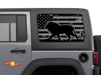 Jeep Wrangler Rubicon Hardtop USA Flag Lion Windschutzscheibenaufkleber JKU JLU 2007-2019 oder Tacoma 4Runner Tundra Subaru Charger Challenger - 13
