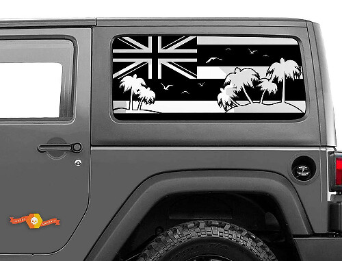 Hawaii Flag Palmen Seitenfenster Vinyl Aufkleber Sticker für Jeep Wrangler 2007-2019