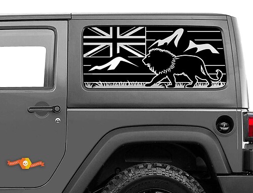 Hawaii-Flagge Lion Mountains Jeep Wrangler Rubicon Hardtop-Aufkleber
