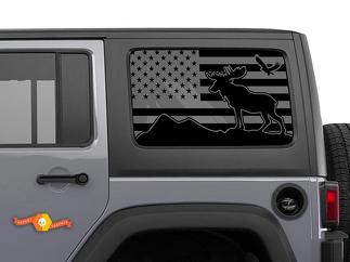 Jeep Wrangler Rubicon Hardtop USA-Flagge Moose Eagle Mountains Windschutzscheiben-Aufkleber JKU JLU 2007-2019 oder Tacoma 4Runner Tundra Subaru Charger Challenger - 32
