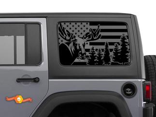Jeep Wrangler Rubicon Hardtop USA Flag Moose Forest Windschutzscheibenaufkleber JKU JLU 2007-2019 oder Tacoma 4Runner Tundra Subaru Charger Challenger - 34
