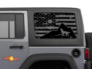 Jeep Wrangler Rubicon Hardtop USA-Flagge Wolf Wolken Mond Windschutzscheiben-Aufkleber JKU JLU 2007-2019 oder Tacoma 4Runner Tundra Subaru Charger Challenger - 35
