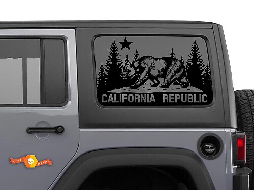 Jeep Wrangler Rubicon Hardtop California Republic Bear Windschutzscheiben-Aufkleber JKU JLU 2007–2019 oder Tacoma 4Runner Tundra Suba Charger Challenger – 36

