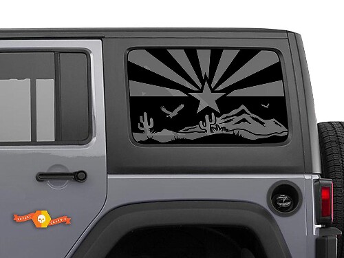 Arizona-Flagge Wüstenlandschaft Aufkleber für Jeep Wrangler Rubicon Hardtop JKU JLU 2007-2019 oder Tacoma 4Runner Tundra Charger Challenger