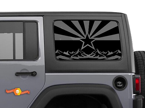 Flag Arizona Wilderness Windschutzscheiben-Aufkleber Decal für Jeep Wrangler Rubicon Hardtop JKU JLU 2007-2019 oder Tacoma 4Runner Tundra Charger Challenger