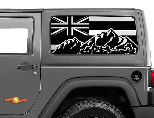 Flagge Hawaii Berge Windschutzscheibenaufkleber Decal 2 Für Jeep Wrangler Rubicon Hardtop JKU JLU 2007-2019 oder Tacoma 4Runner Tundra Charger Challenger