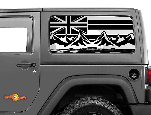Hawaii Flag Mountains Seitenfenster Vinylaufkleber für Jeep Wrangler 2007-2019