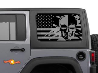 Jeep Wrangler Rubicon Hardtop USA Flag Skull Windschutzscheibenaufkleber JKU JLU 2007-2019 oder Tacoma 4Runner Tundra Subaru Charger Challenger - 52
