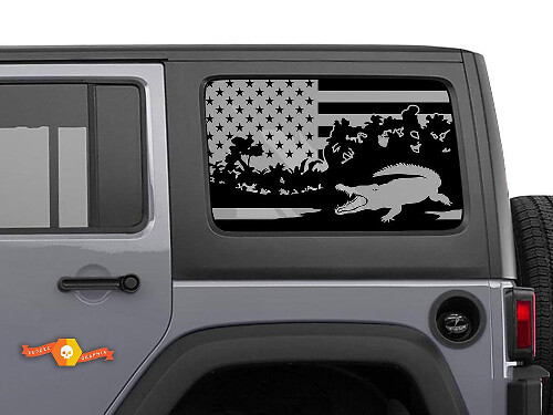 Alligator US-Flagge Hardtop-Seitenfenster-Aufkleber passend für Tacoma 4Runner Tundra Suba Jeep Wrangler
