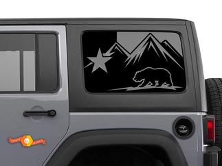 Jeep Wrangler Rubicon Hardtop Texas Flag Bear Mountains Windschutzscheiben-Aufkleber JKU JLU 2007–2019 oder Tacoma 4Runner Tundra Subaru Charger Challenger – 56
