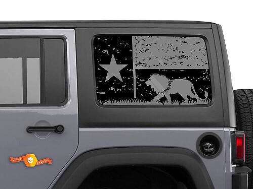 Hardtop Texas Flag Löwe Berge Zerstörte Windschutzscheibenaufkleber Sticker für Jeep Wrangler Rubicon JKU JLU 2007-2019 oder Tacoma 4Runner Tundra Charger Challenger