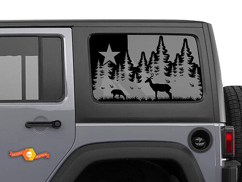 Aufkleber mit Hirsch- und Wald-Texas-Flagge für Jeep Wrangler, Heckscheiben-Design
