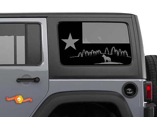Texas-Flagge Waldwolf Berge Windschutzscheiben-Aufkleber Decal für Jeep Wrangler Rubicon Hardtop JKU JLU 2007-2019 oder Tacoma 4Runner Tundra Charger Challenger