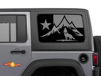 Jeep Wrangler Rubicon Hardtop Texas Flag Forest Wolf Mountains Windschutzscheiben-Aufkleber JKU JLU 2007-2019 oder Tacoma 4Runner Tundra Subaru Charger Challenger - 64
