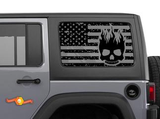 Jeep Wrangler Rubicon Hardtop USA Flag Skull Flame Windschutzscheibenaufkleber JKU JLU 2007-2019 oder Tacoma 4Runner Tundra Subaru Charger Challenger - 73
