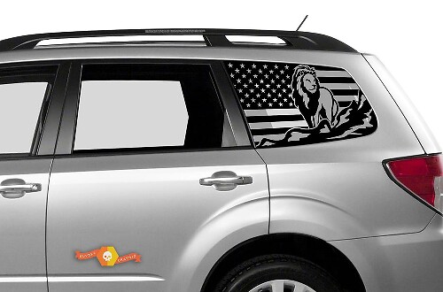Suba Ascent Forester Hardtop USA Flagge Lion Mountains Windschutzscheiben-Aufkleber JKU JLU 2007–2019 oder Tacoma 4Runner Tundra Dodge Challenger Charger Wrangler Rubicon – 84
