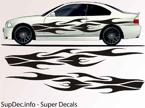 Flammenstrom Seiten Vinyl Aufkleber Sticker