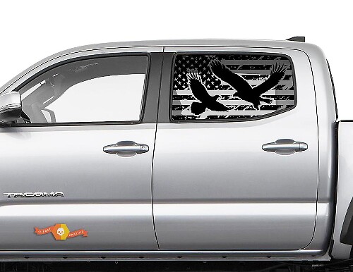 Toyota Tacoma 4Runner Tundra Hardtop USA Flagge Eagle Windschutzscheiben-Aufkleber JKU JLU 2007–2019 oder Dodge Challenger Charger Suba Ascent Forester Wrangler Rubicon – 121
