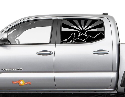 Arizona Flag Wolf Berge Seitenfenster Vinylaufkleber für Toyota Tacoma