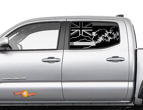 Seitenfensteraufkleber mit Flagge von Hawaii Halm Island, passend für Toyota Tacoma 4Runner Tundra

