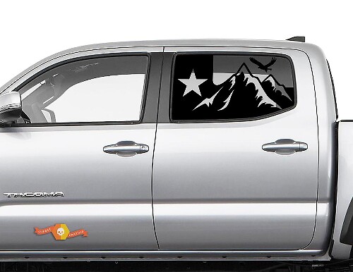 Toyota Tacoma 4Runner Tundra Hardtop Flagge Texas Mountains Eagle Windschutzscheiben-Aufkleber JKU JLU 2007–2019 oder Dodge Challenger Charger Suba Ascent Forester Wrangler Rubicon – 145
