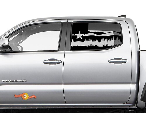 Toyota Tacoma 4Runner Tundra Hardtop Flag Texas Forest Fields Eagle Seitenfensteraufkleber
