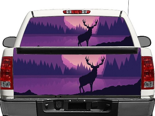 Hirschwald Landschaft Rückscheiben- oder Heckklappen Vinylaufkleber für Pick-up Trucks SUVs