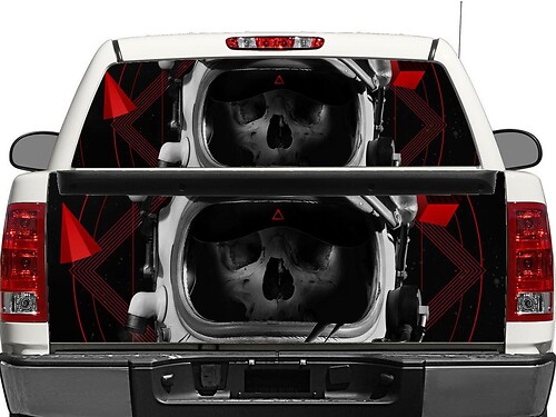 Skull Cosmonaut Heckscheiben- oder Heckklappen-Vinylaufkleber für Pick-up Trucks und SUVs