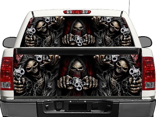 Skulls & Pistols Heckscheiben- oder Heckklappen-Vinylaufkleber für Pick-up Trucks SUVs