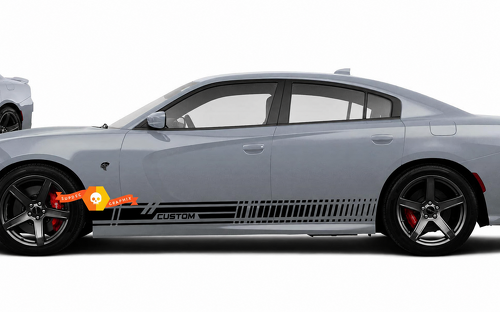 CUSTOM Frässtreifen Paar Schweller Vinyl Aufkleber für Dodge Charger 2011-2026