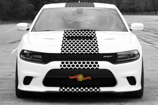 2015 und höher Dodge Challenger SRT / HELLCAT Style Solid Stripe Honeycomb Rally Stripe Decal Kit
