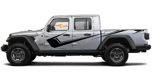 Gebogener scharfer Seitenstreifen-Vinylaufkleber-Satz für Jeep Gladiator JT