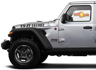 Paar Jeep Gladiator Side JT Wrangler JL JLU Custom Text Hood Lettering Graphics Vinyl Aufkleber Aufkleber Graphics Kit für 2018-2021
