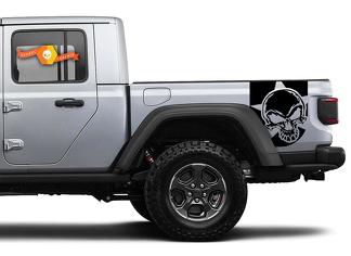 Paar Jeep Gladiator Side Door Stripes Skull Star Decals Vinyl Graphics Stripe Kit für 2020-2021 für beide Seiten
