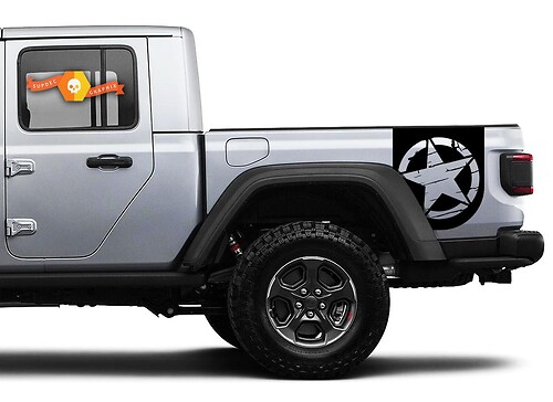 Zerstörter Militärstern Bettseiten-Vinylaufkleber für Jeep Gladiator