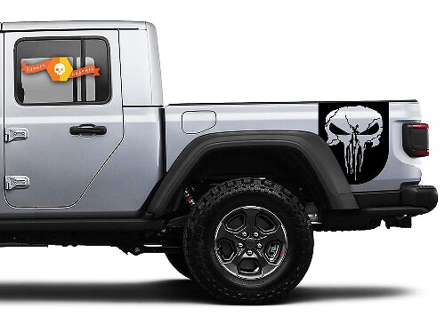 Punisher Schädel Heckseiten Vinyl Aufkleber Set für Jeep Gladiator