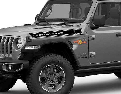 Paar Jeep Gladiator Side JT Wrangler JL JLU Custom Text Hood Boundary Line Strip Graphics Vinyl Aufkleber Aufkleber Graphics Kit für 2018-2021
