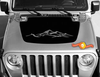 Jeep Gladiator JT Wrangler JL JLU Hood Mountains Style Vinyl-Aufkleber Grafik-Kit für 2018-2021
