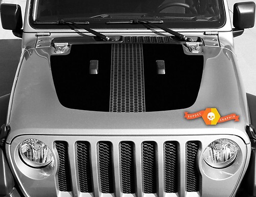 Jeep Gladiator JT Wrangler Honeycomb Stripe JL JLU Motorhauben-Vinyl-Aufkleber Grafik-Kit für 2018-2021
