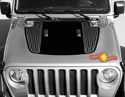 Doppeltes Wabengitter-Streifen-Abblendhauben-Vinylaufkleber für Jeep Gladiator & Wrangler
