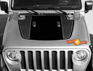 Jeep Gladiator JT Wrangler Honeycomb Split JL JLU Motorhauben-Vinyl-Aufkleber Grafik-Kit für 2018-2021
