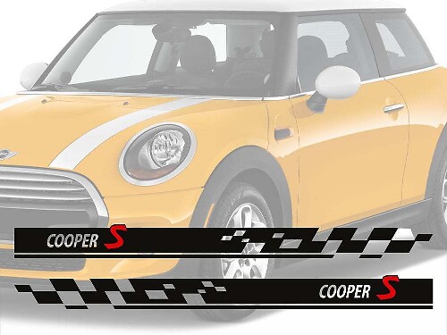 Cooper S Seiten-Kariert-Streifen Vinyl-Aufkleber-Set für Mini Cooper