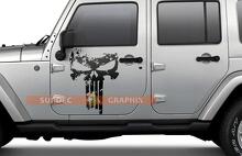 Punisher-Schädel Used-Look Tür Vinyl-Aufkleber Paar für Jeep Wrangler_2