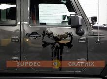 Paar PUNISHER Totenkopf Distressed Door Side Vinyl Aufkleber Aufkleber für Jeep Wrangler
 3