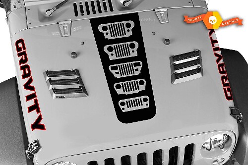 Gravity Grille Evolution Motorhauben- und Seitenaufkleber-Set für Jeep Wrangler und Gladiator