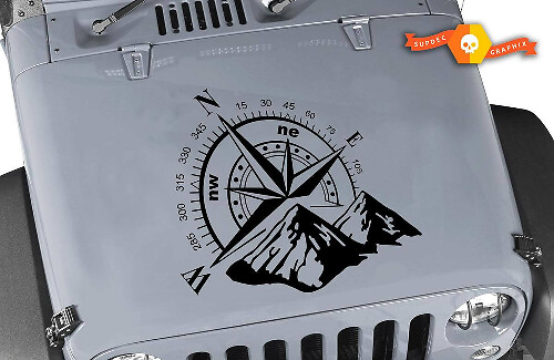 Mountain Compass Hauben Vinyl Aufkleber für Jeep Wrangler